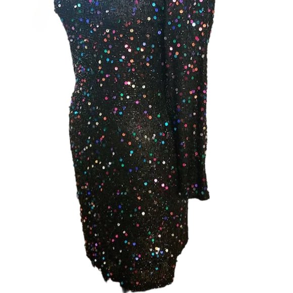 EUC | STUNNING | Oleg Cassini | Black Beaded Dress | Confetti Sequins | Size: 12 - Picture 7 of 16